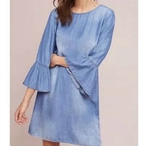 Cloth & Stone Chambray Bell Sleeve Swing Tunic Dress - Casual Summer Festival XS
